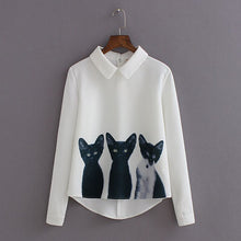 Fashion Blouse Three Cats Printing - Holiday Promo