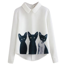 Fashion Blouse Three Cats Printing - Holiday Promo