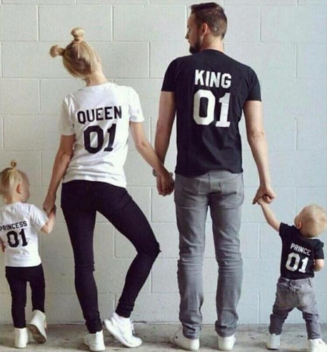 Family King Queen Letter Print Shirt